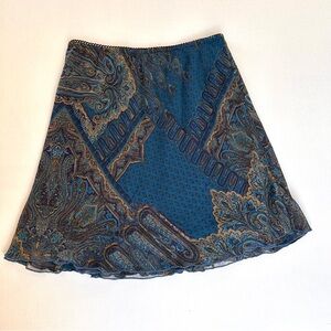VTG Briggs Skirt Women MP Petite Blue Paisley Western Boho Whimsigoth Goth Fairy